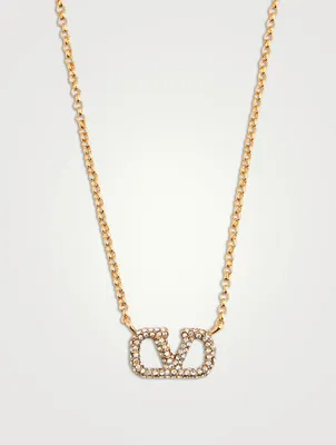 Crystal VLOGO Pendant Necklace