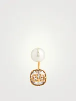 VLOGO Faux Pearl And Crystal Earring