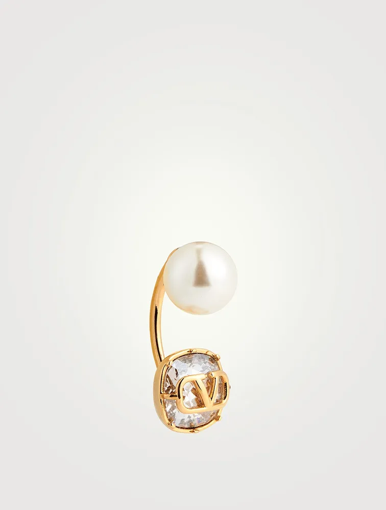 VLOGO Faux Pearl And Crystal Earring