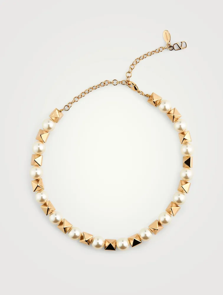 Rockstud Faux Pearl Necklace