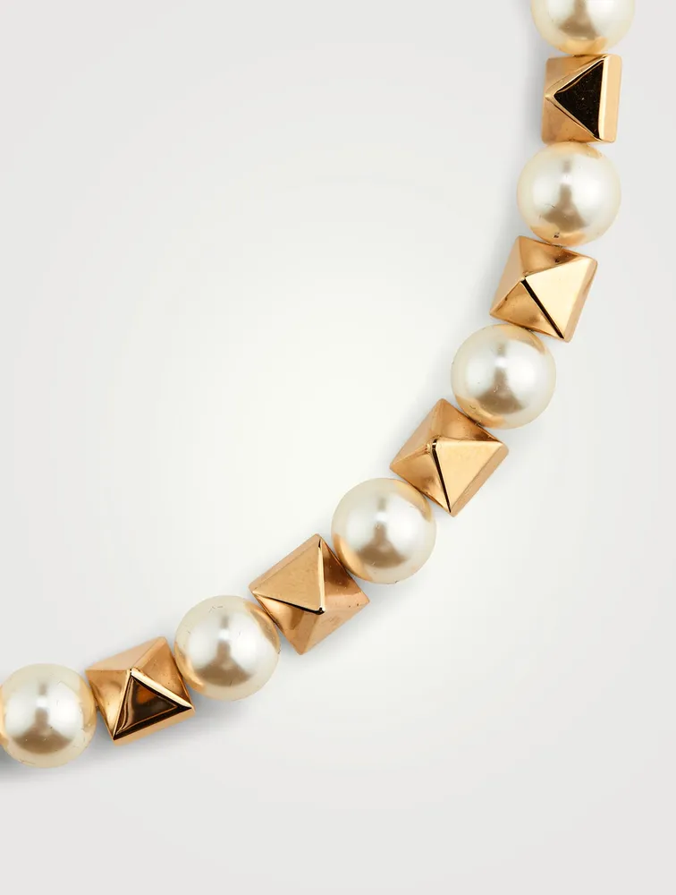 Rockstud Faux Pearl Necklace