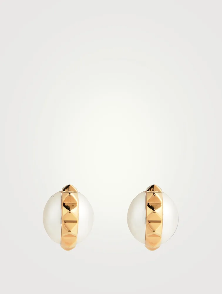 Rockstud Faux Pearl Earrings