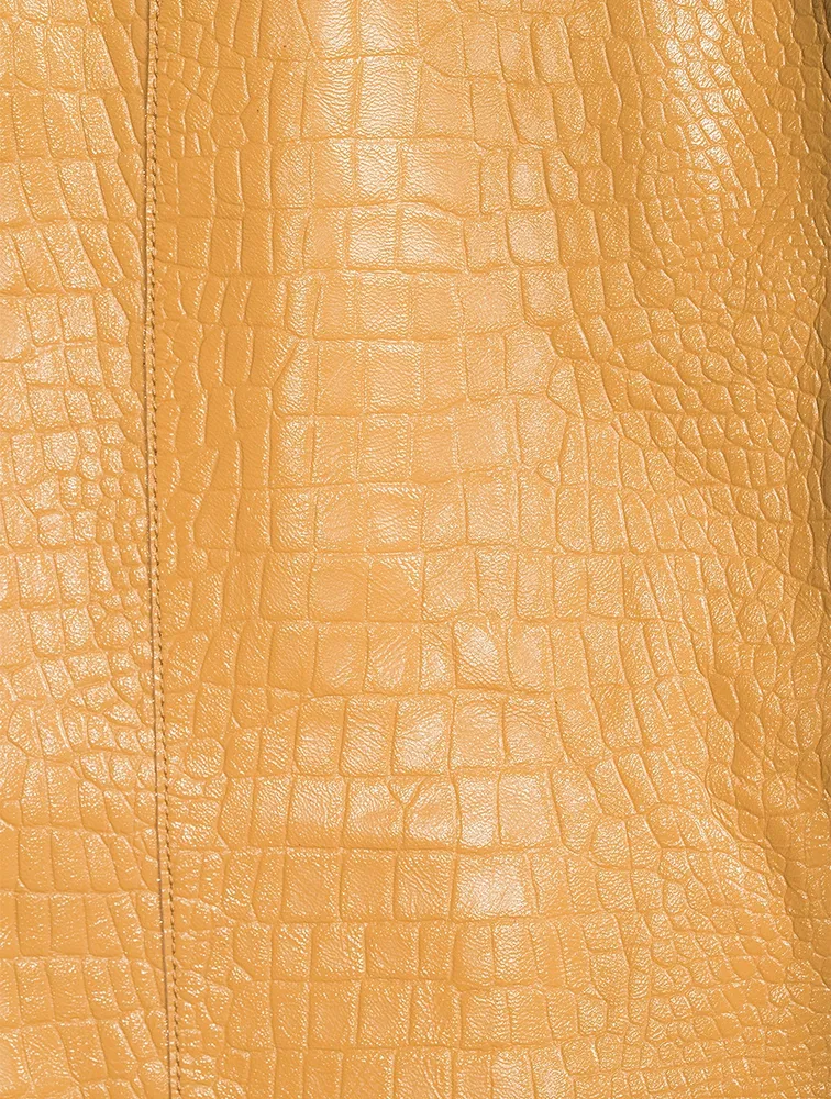 Croc-Embossed Leather Jacket