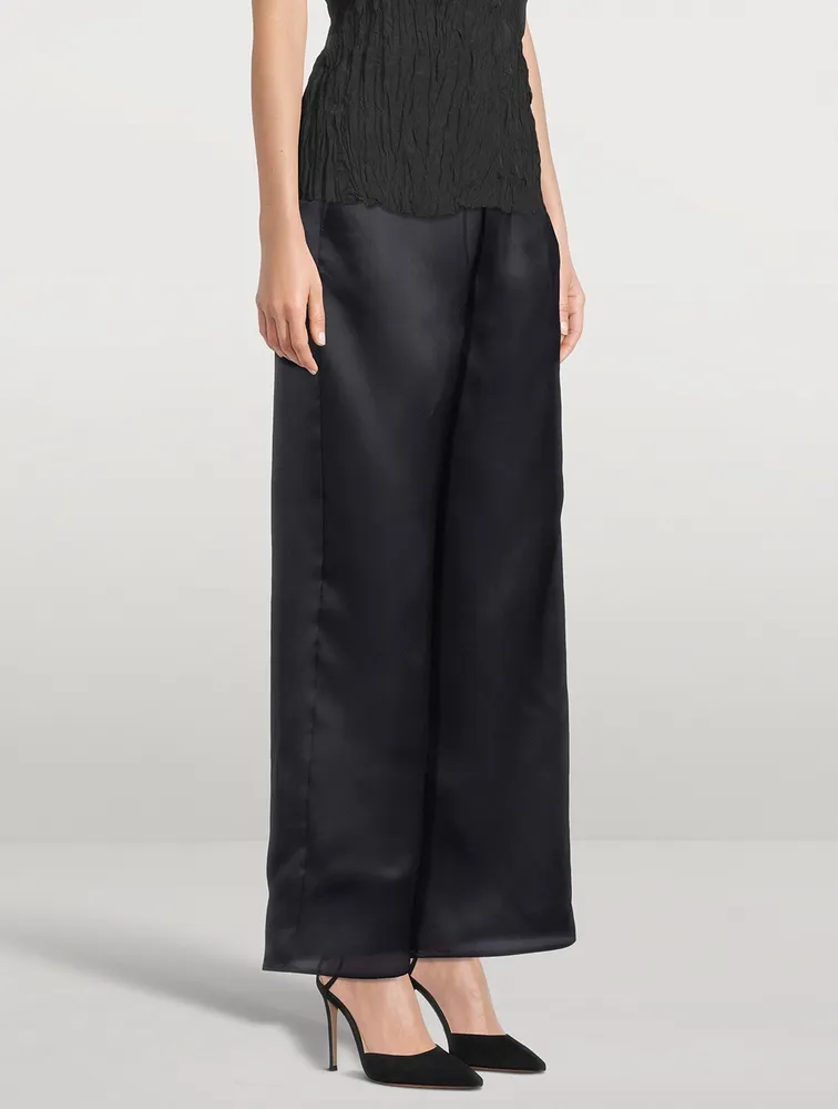 Silk Organza Wide-Leg Trousers