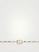 Magnetic 18K Gold Semi Mother-Of-Pearl Bracelet With Diamonds