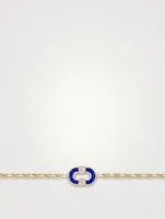 Magnetic 18K Gold Recto Verso Lapis Lazuli And Mother-Of-Pearl Bracelet With Diamonds