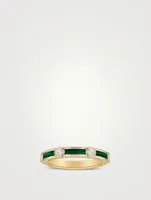 Rayon 18K Gold Malachite Ring With Diamonds