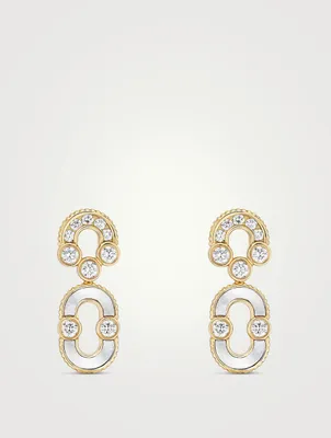Magnetic 18K Gold Solo Mother-Of-Pearl Earrings With Diamonds