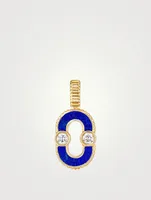 Magnetic 18K Gold Twist Lapis Lazuli And Malachite Pendant With Diamonds
