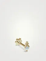 14K Gold Opal Four Ball Trinity Threaded Stud Earring