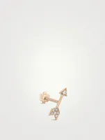 18K Gold Arrow Threaded Stud Earring With Diamonds