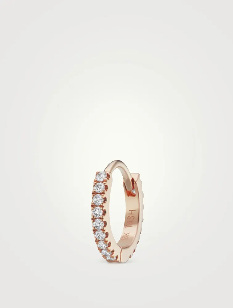 18K Gold Eternity Hoop Earring With Diamonds