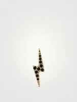 18K Gold Lightning Bolt Threaded Stud Earring With Diamonds