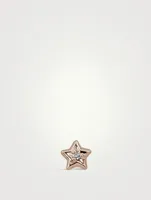 18K Gold Diamond Solitaire Star Threaded Stud Earring
