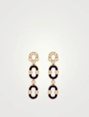 Magnetic 18K Gold Duo Earrings With Malachite And Diamonds