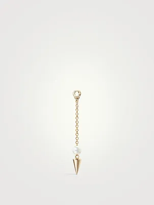 14K Gold Pearl And Short Spike Pendulum Charm