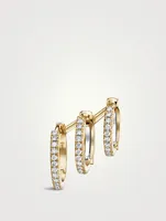 18K Gold Triple Linked Eternity Left Hoop And Cuff Earring With Diamonds