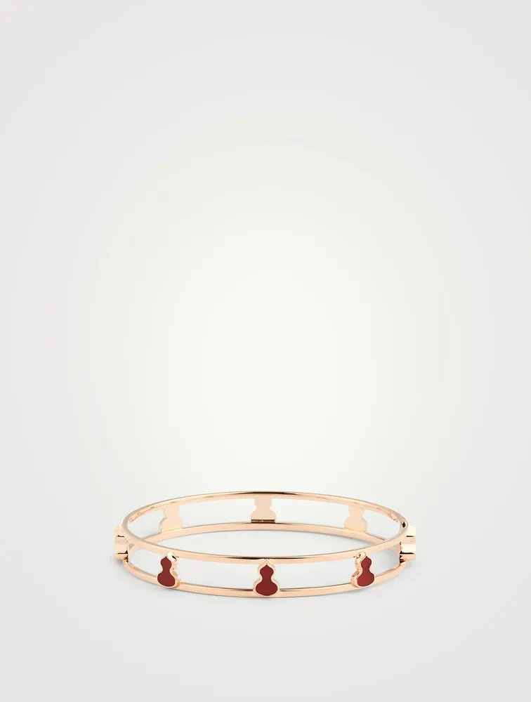 Wulu 18K Rose Gold Bangle With Red Agate