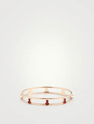 Wulu 18K Rose Gold Bangle With Red Agate