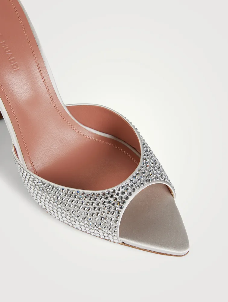 Caroline Crystal-Embellished Satin Mules