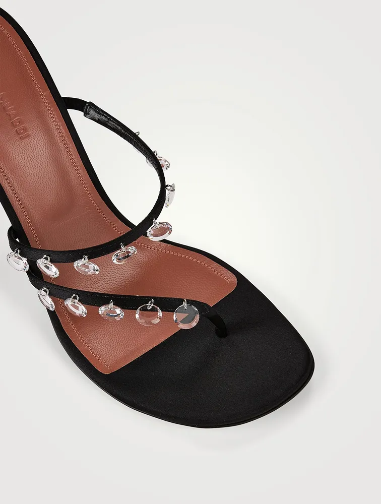 Tina Embellished Satin Thong Mules