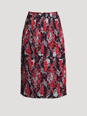 Silk Midi Skirt In Bandana Print