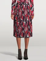 Silk Midi Skirt In Bandana Print