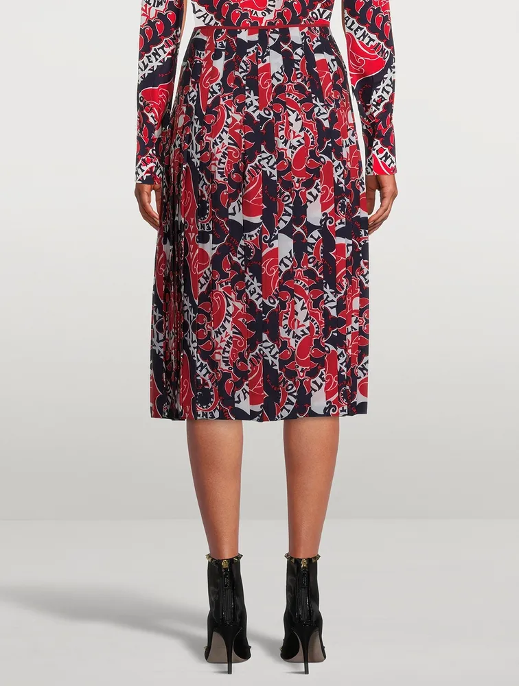 Silk Midi Skirt In Bandana Print