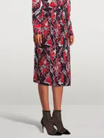 Silk Midi Skirt In Bandana Print