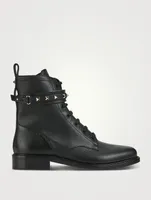 Rockstud Leather Combat Boots