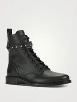 Rockstud Leather Combat Boots