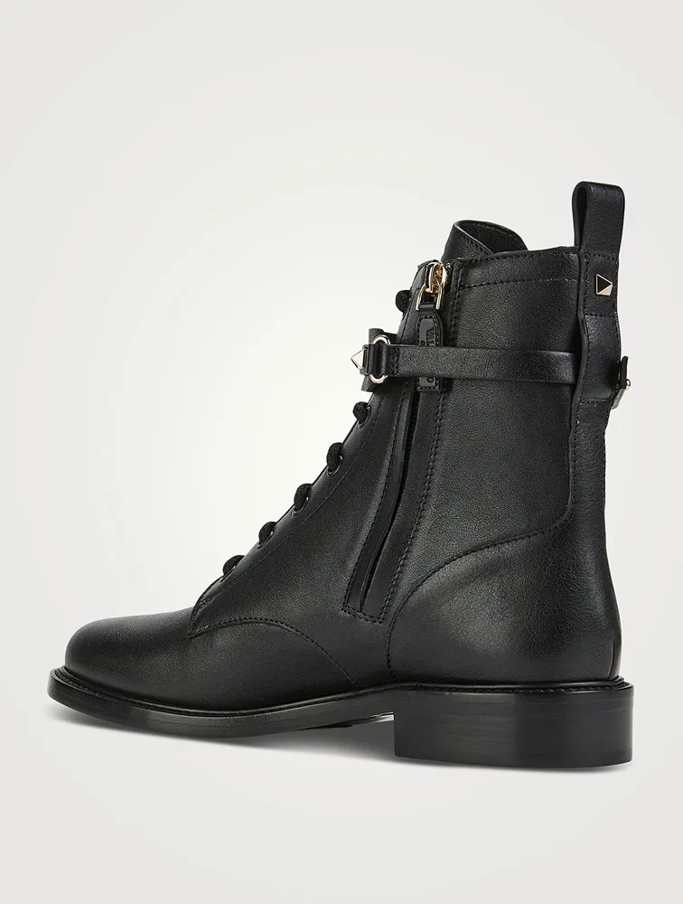 Rockstud Leather Combat Boots