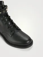 Rockstud Leather Combat Boots