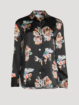Silk Shirt Ikate Floral Print