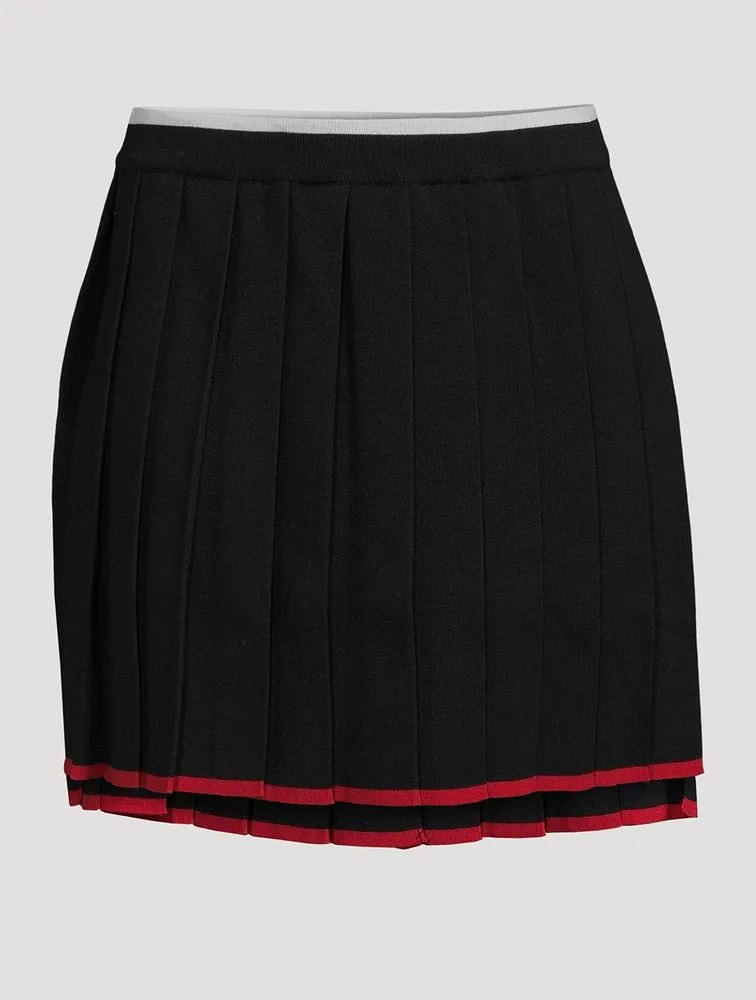 Merino Wool Pleated Skirt With Contrast Tipping