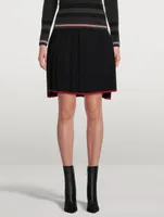 Merino Wool Pleated Skirt With Contrast Tipping