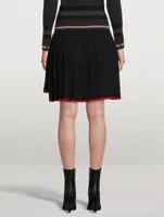 Merino Wool Pleated Skirt With Contrast Tipping