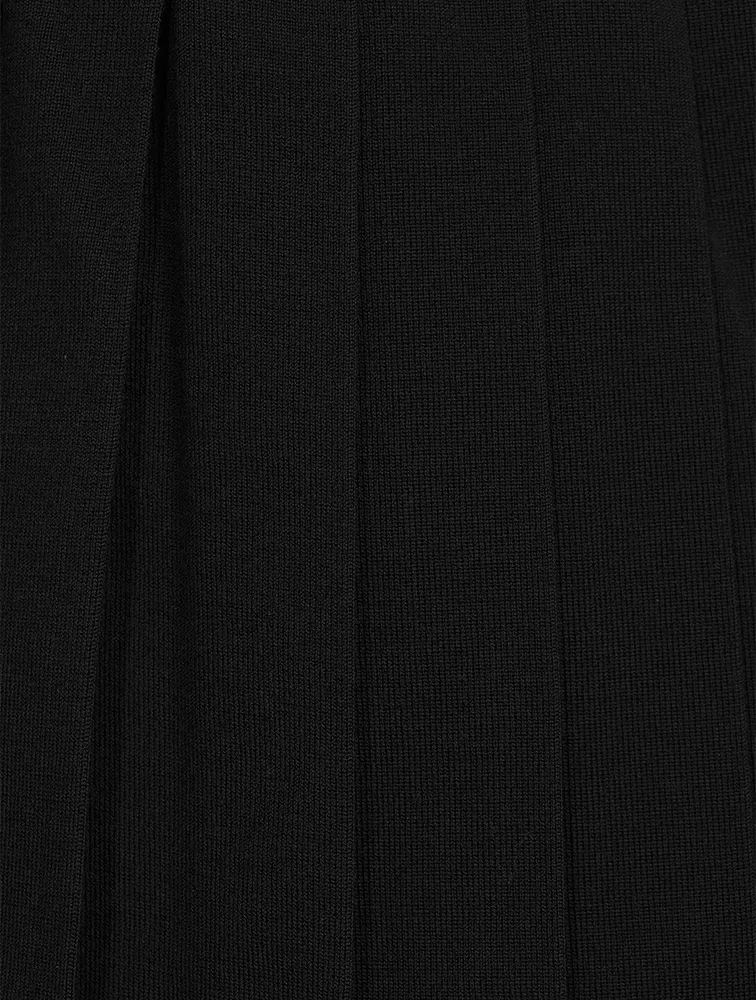 Merino Wool Pleated Skirt With Contrast Tipping