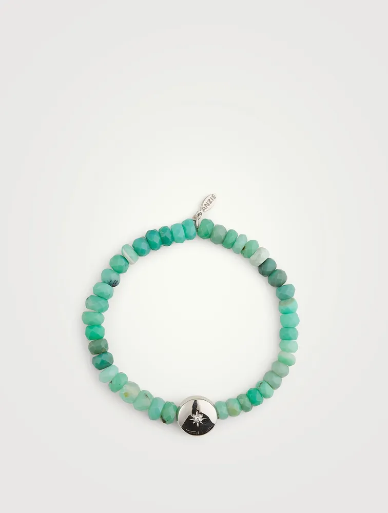 Bohème Chrysoprase Beaded Bracelet With Silver Topaz Vintage Star Charm