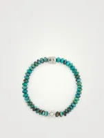 Bohème Light Chrysocolla Beaded Bracelet With Silver Topaz Starburst Charm