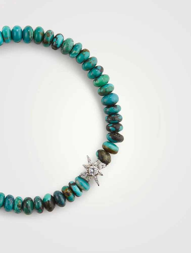 Bohème Light Chrysocolla Beaded Bracelet With Silver Topaz Starburst Charm