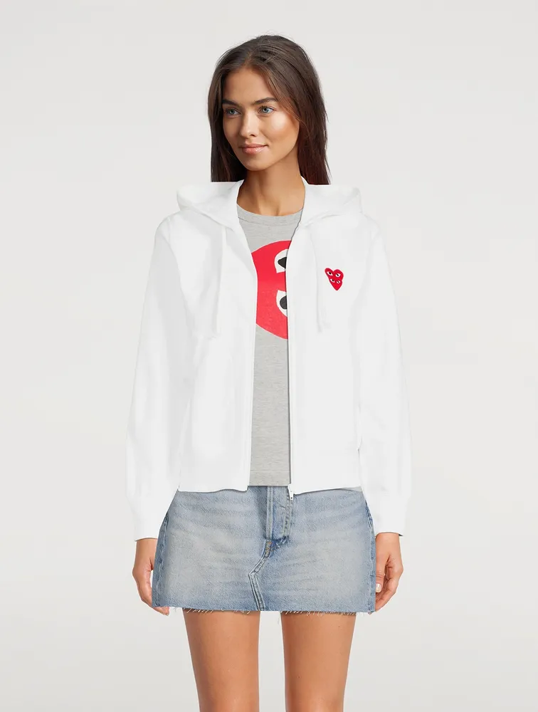 Double Heart Zip-Front Hoodie