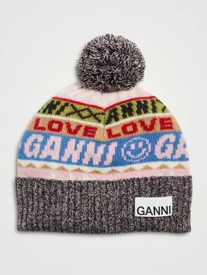 Graphic Wool Toque With Pom