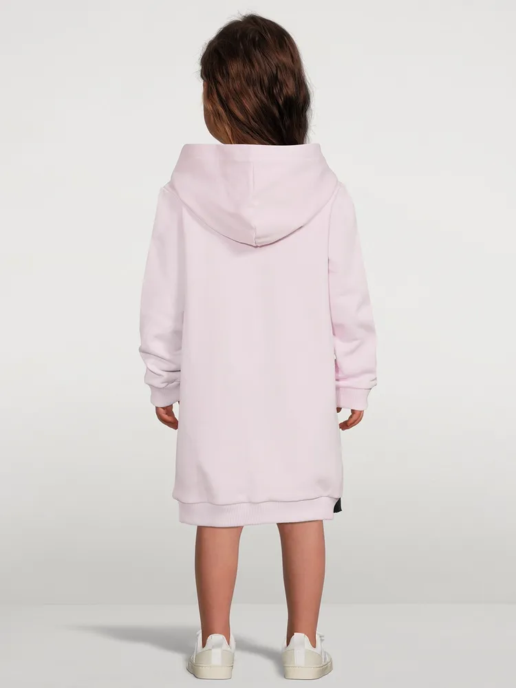 Kids Cotton Hoodie Dress With Logo
