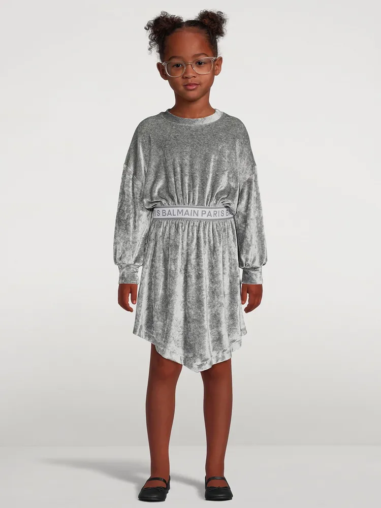 Kids Velour Long-Sleeve Dress