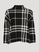 Plaid Jacquard Funnelneck Sweater