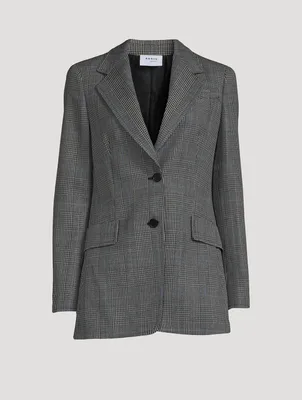 Prince of Wales Wool Fresco Boyfriend Blazer