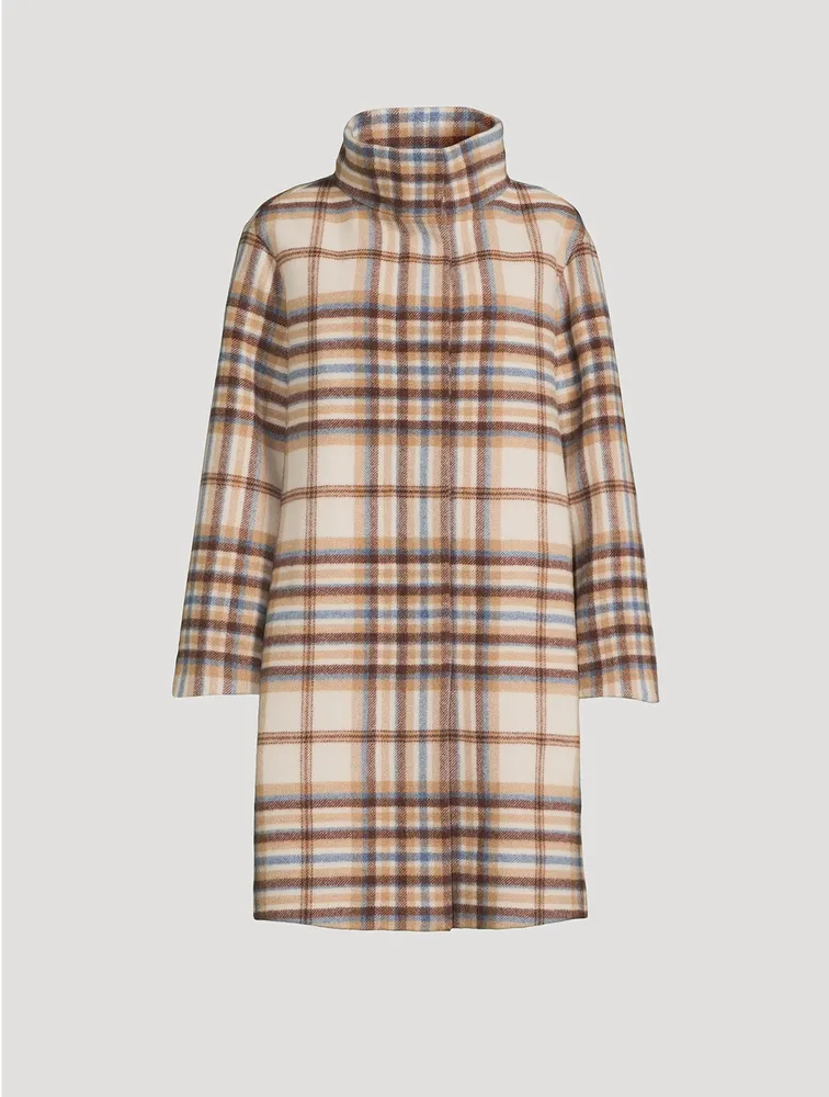 Cocoon Coat Plaid Print