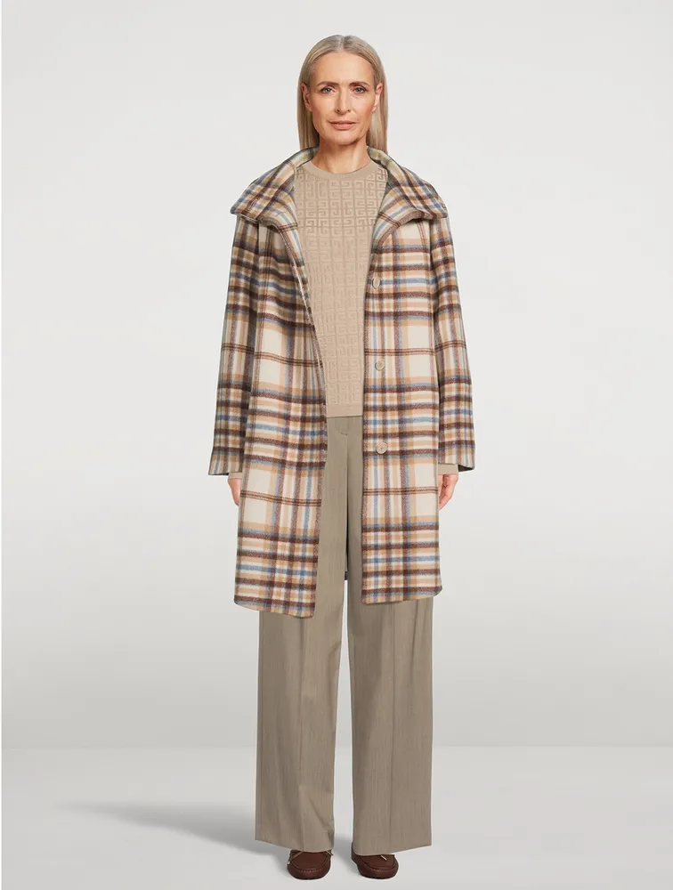 Cocoon Coat Plaid Print