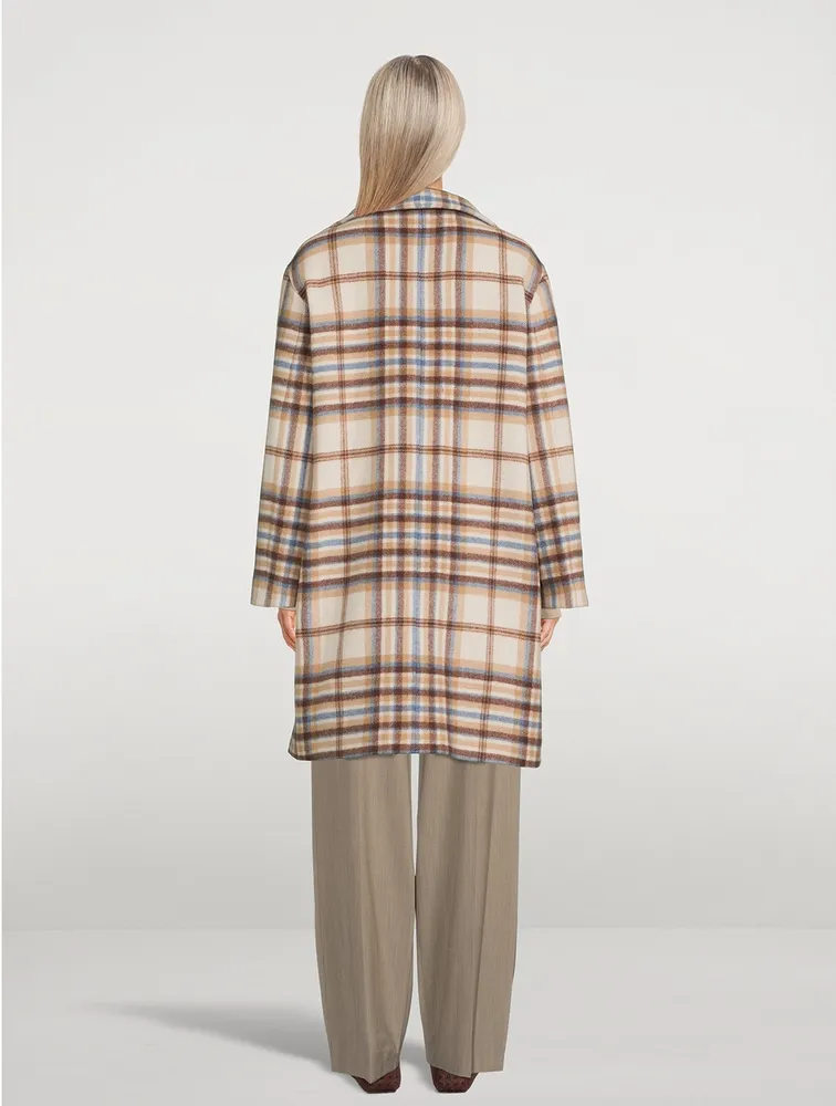 Cocoon Coat Plaid Print